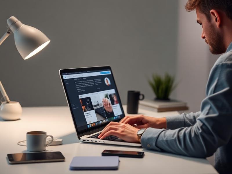 Professional working at laptop
