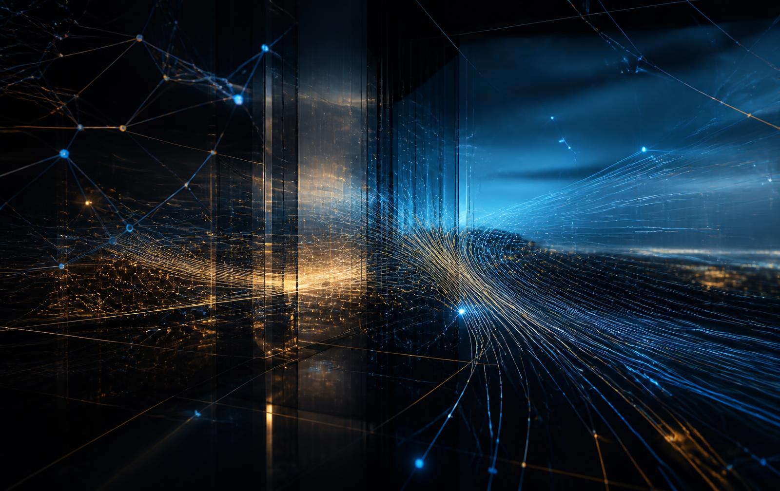 Abstract network of flowing data and connected systems